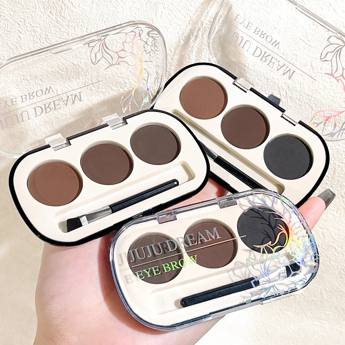 LuxuryGlow&nbsp; 3-Color Eyebrow Powder Palette with Brush – Long Lasting, Natural Finish