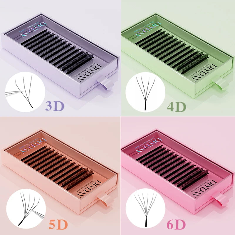 DIYDAY W-Shape Premade Eyelash Extensions – 3D to 8D Volume Fans for Natural Bloom Look  C132