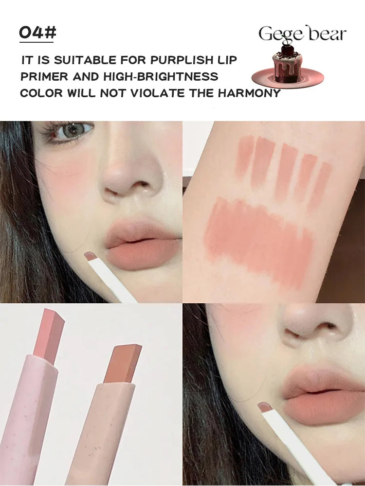 Delineador de labios mate Gege Bear Nude: lápiz aterciopelado resistente al agua y de larga duración 