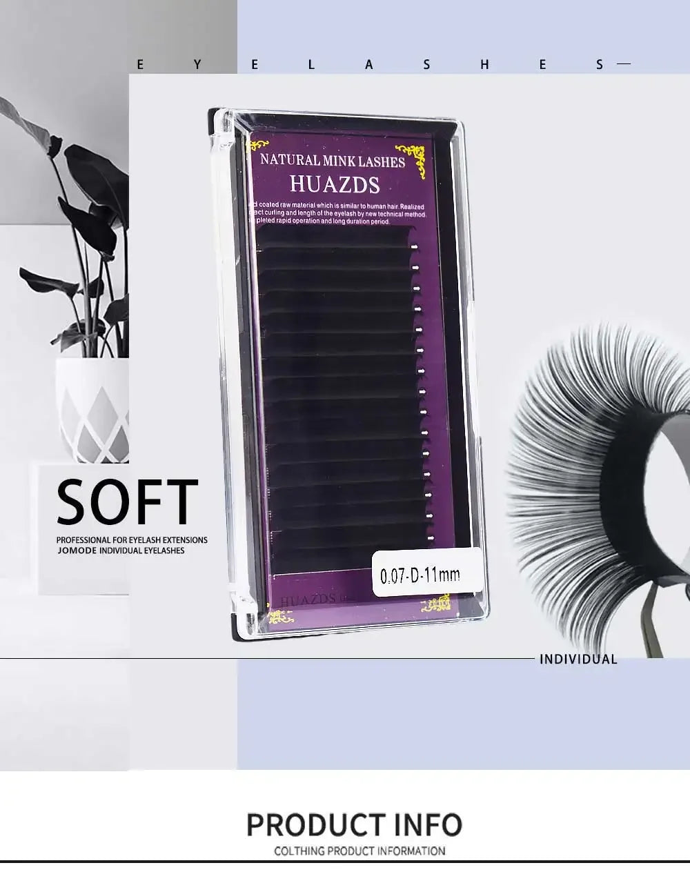 ZXZZS 16-Row Matte Black Individual Eyelash Extensions – Handcrafted Faux Lashes for Soft, Natural Look | Salon & Pro Use
