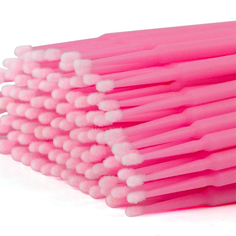 HMQ Beauty 100pcs Disposable Microbrush Applicators – Cotton Swabs for Eyelash Extensions & Beauty Use