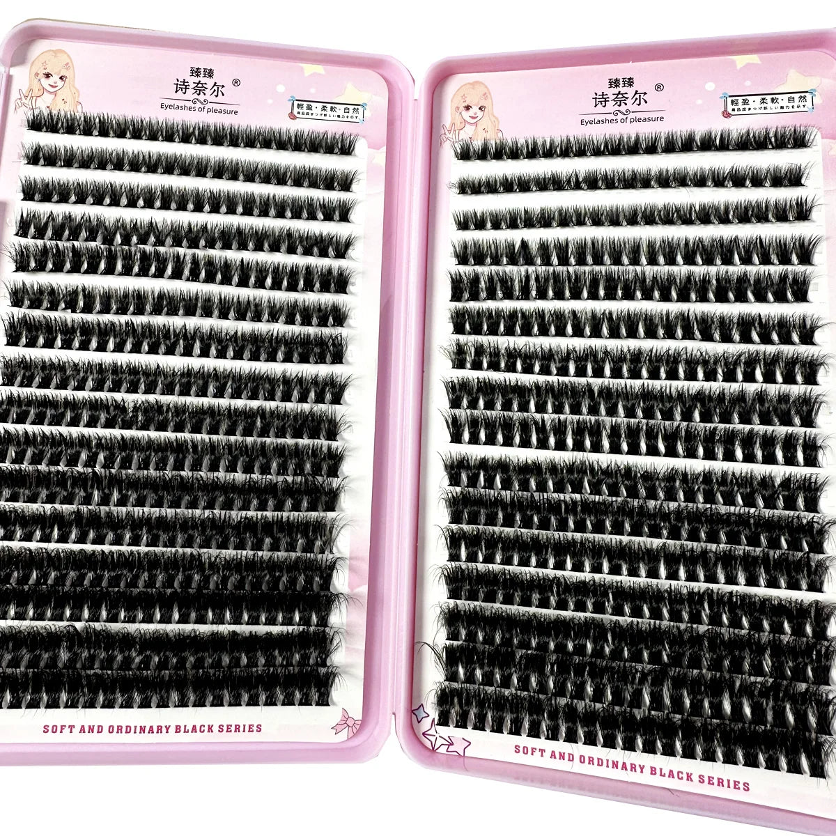 LYBCG 570/640pcs DIY Cluster Eyelash Extensions – Thick, Fluffy & Winged Look
