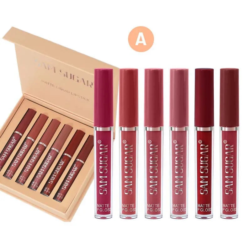 LuxuryGlow - Set de 6 brillos labiales mate: color labial hidratante y resistente al agua de larga duración