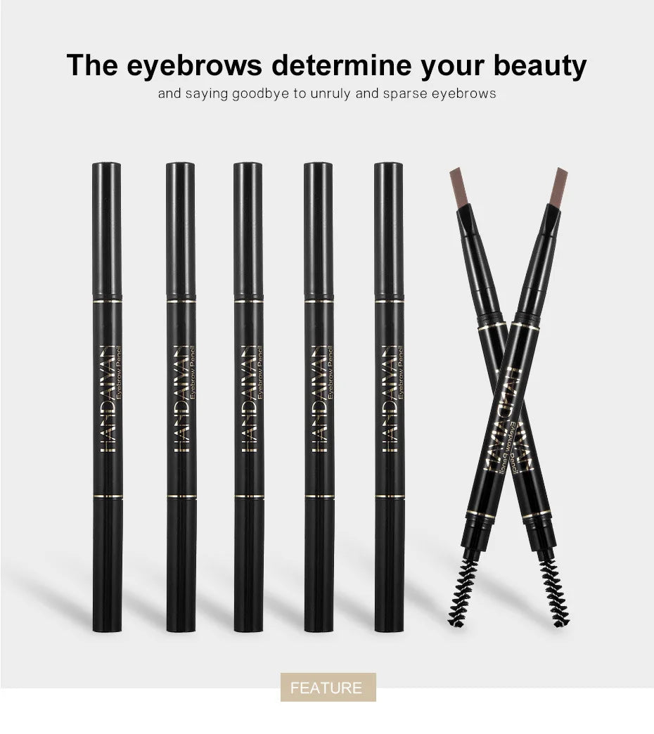Lápiz de cejas de doble punta Handaiyan de 5 colores: resistente al agua, a las manchas y de larga duración.