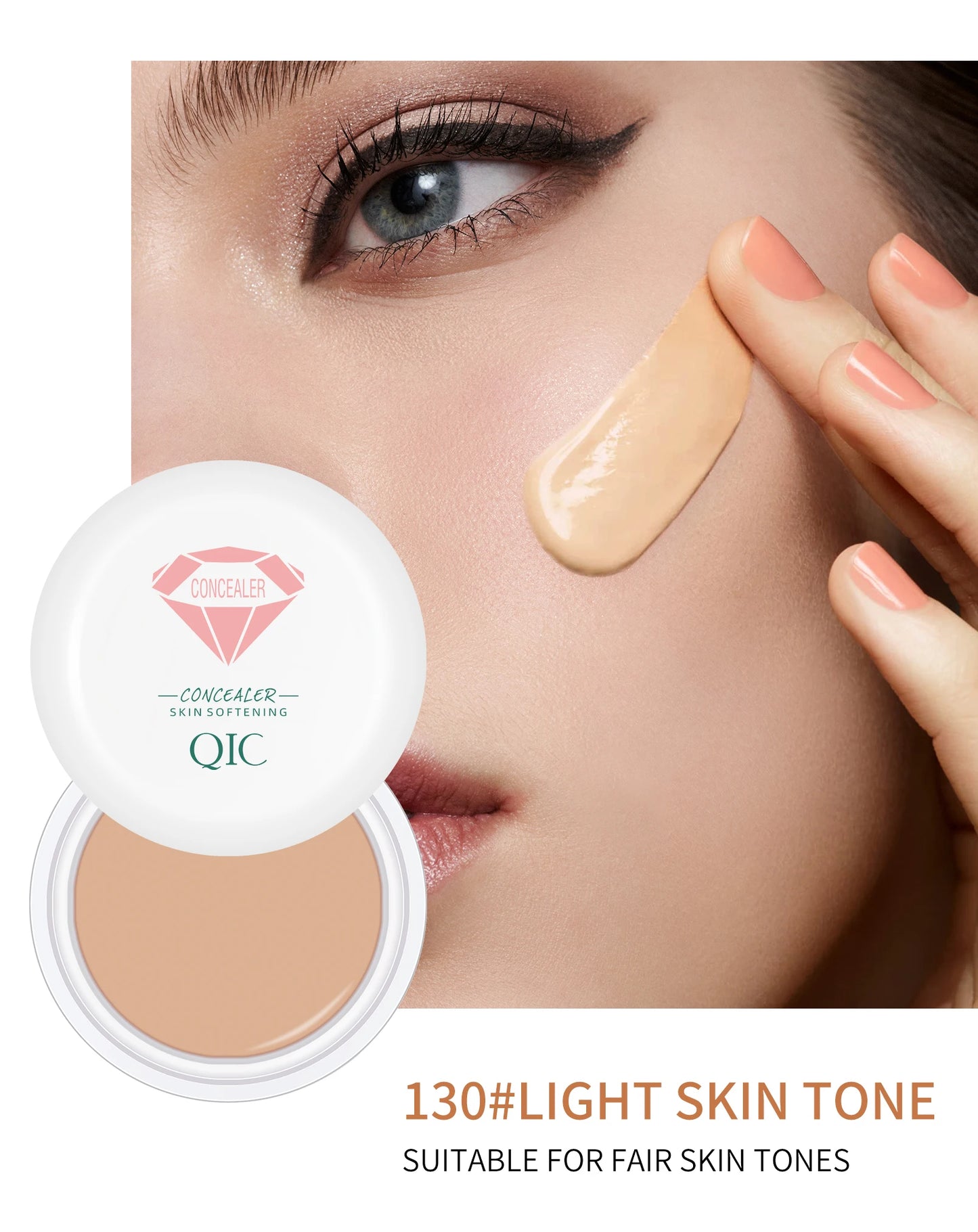 Corrector y crema BB QIC de alta cobertura, resistente al agua: de larga duración y antiojeras.