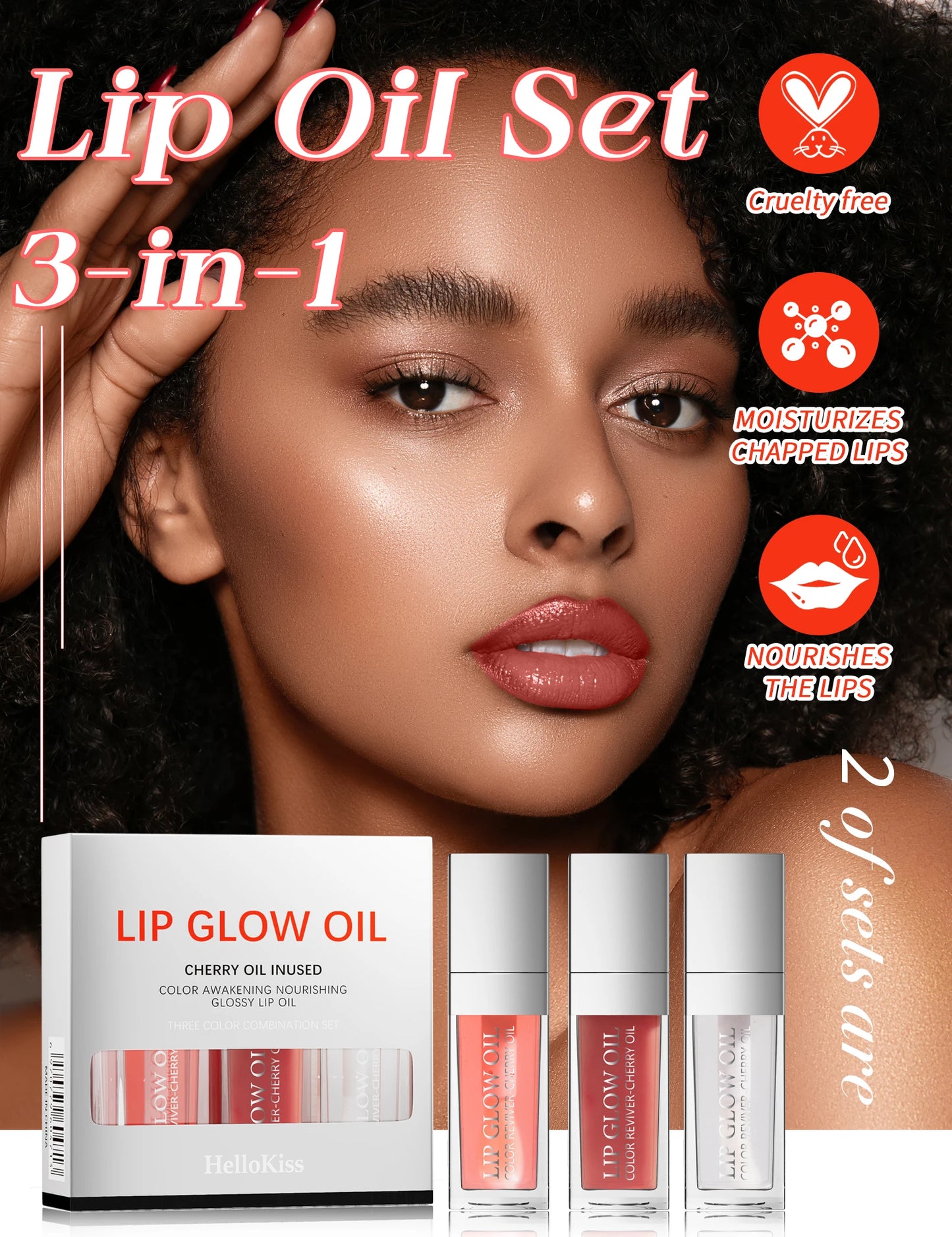 Hello Kiss Crystal Jelly Lip Oil Set – Tinted, Hydrating & Plumping Lip Gloss Combo