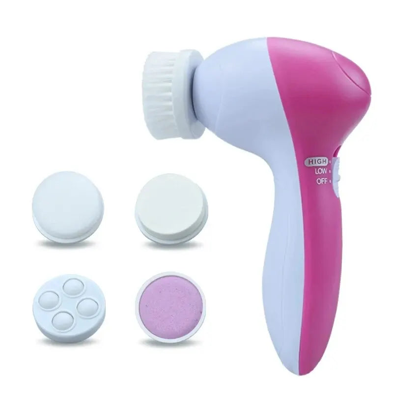 Cepillo de limpieza facial y masajeador de belleza LuxuryGlow 5 en 1: limpieza profunda y cuidado suave de la piel