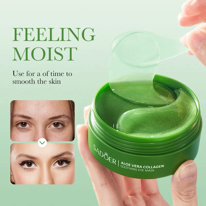 SADOER Collagen & Aloe Vera Eye Mask – 60 Pcs for Dark Circles, Puffy Eyes & Skin Firming