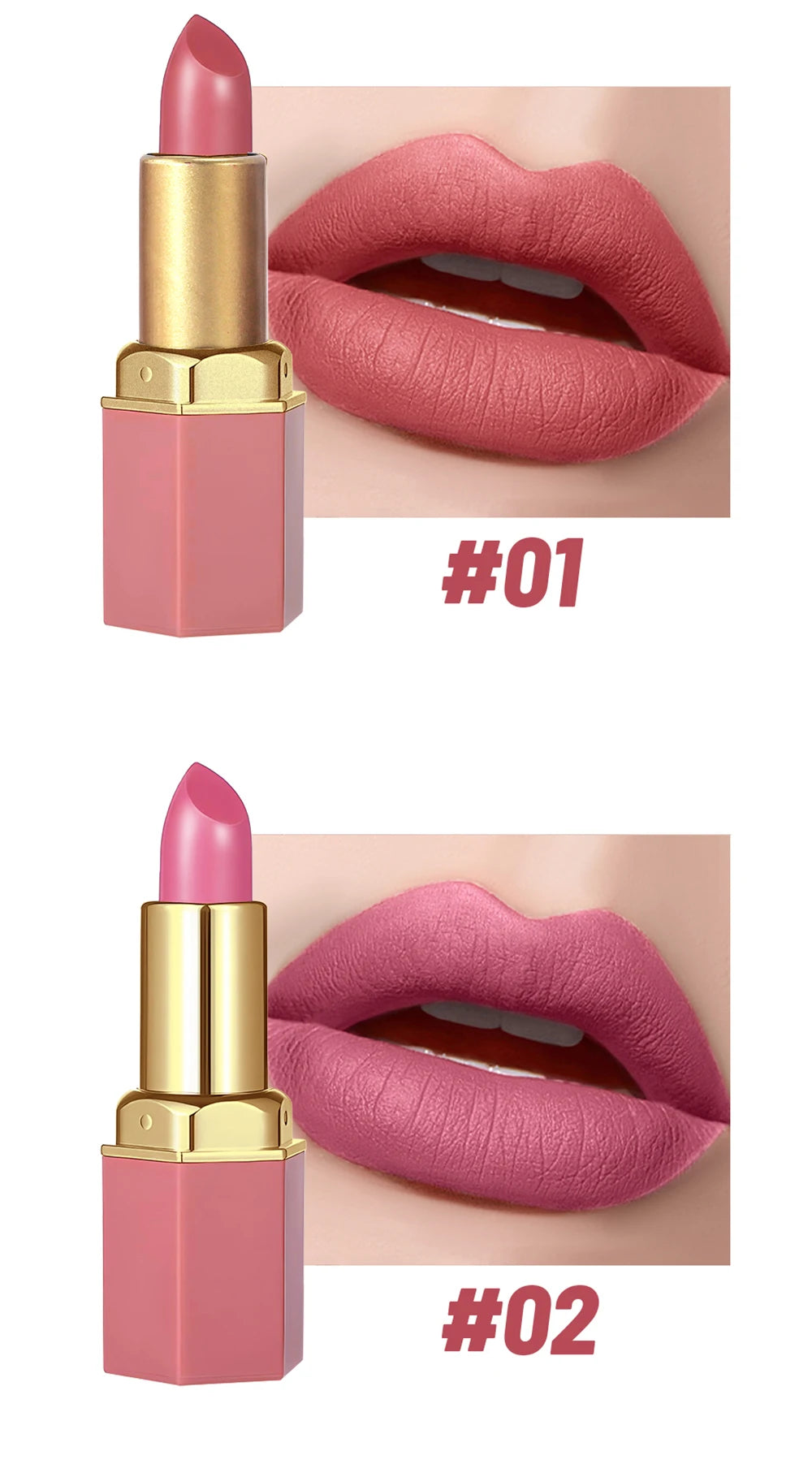Set de labiales mate LuxuryGlow de 6 colores Gold Bar: textura aterciopelada y acabado perlado