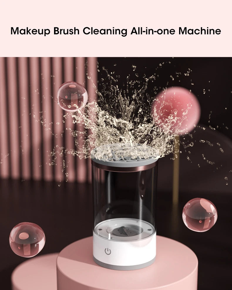 LuxuryGlow USB Electric Makeup Brush Cleaner – 3-in-1 Quick Drying & Cleaning Tool