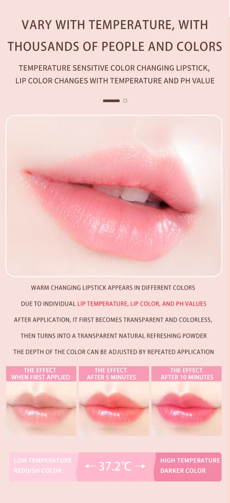 Bálsamo labial de frutas que cambia de color OCHEAL: duradero e hidratante
