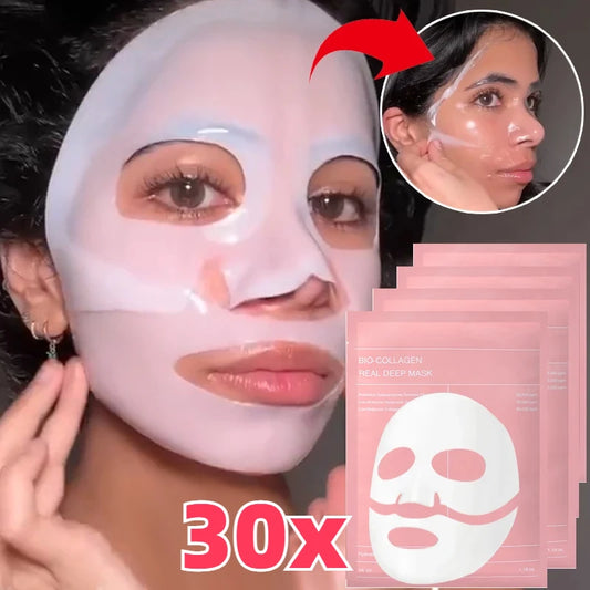LuxuryGlow Bio Collagen Face Mask – Deep Hydrating & Brightening Overnight Skincare (1/5/10/20 PCS)