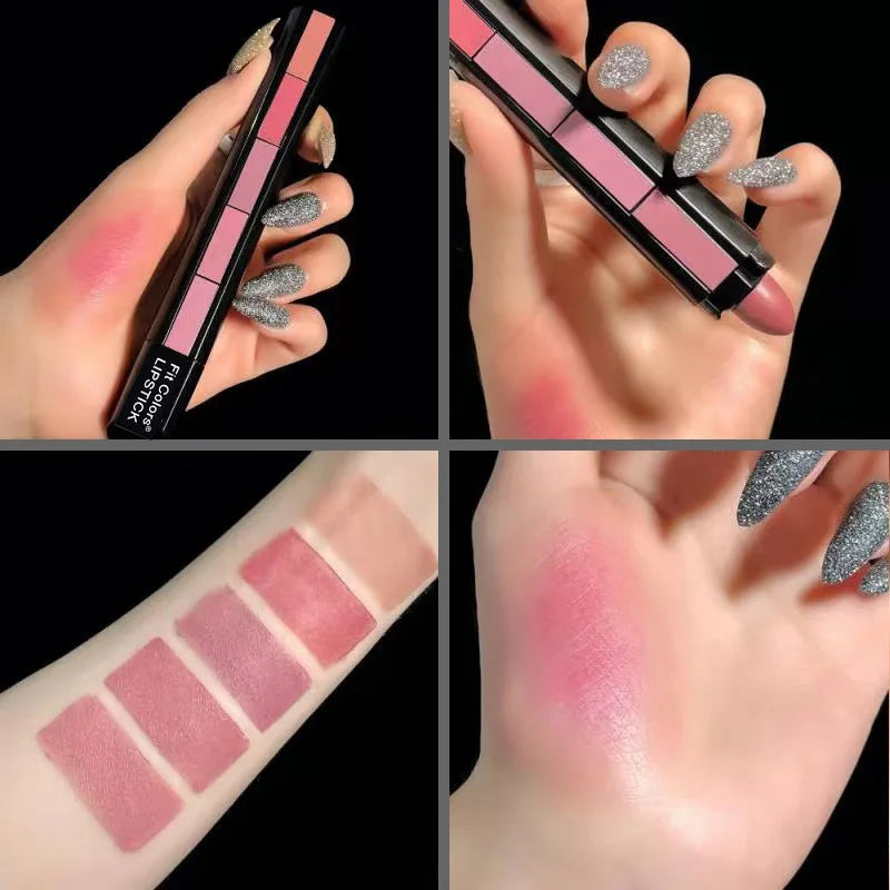 Set de labiales mate 5 en 1 LuxuryGlow Fit Colors: acabado aterciopelado, antiadherente y de larga duración.