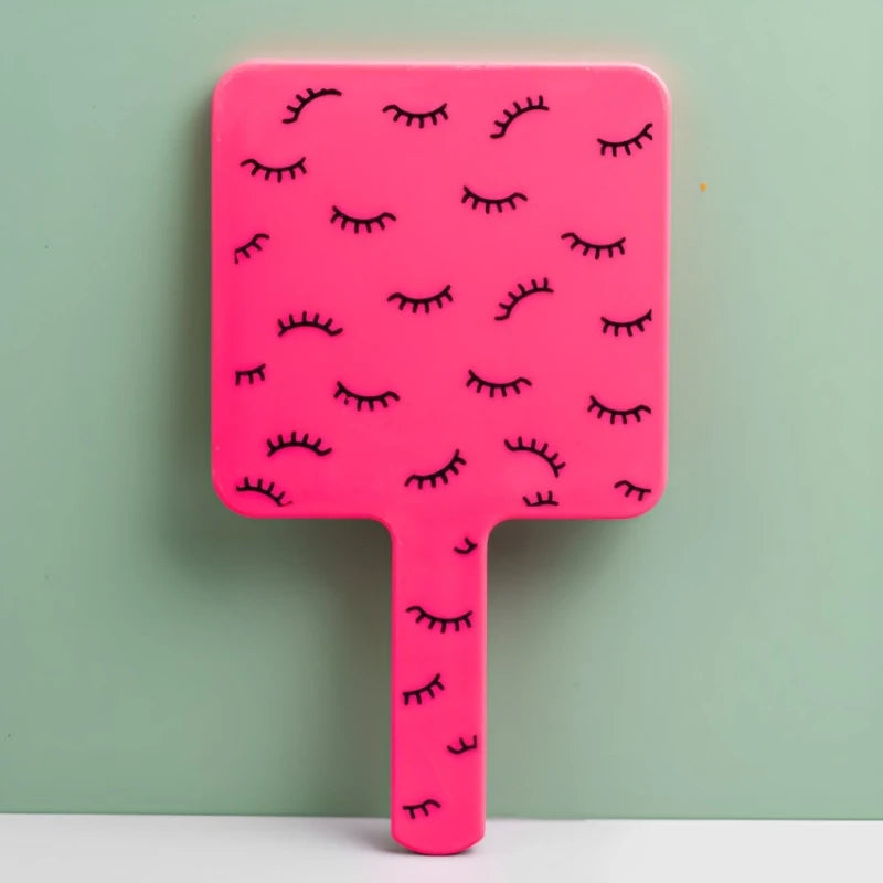 مرآة مكياج مربعة محمولة باليد من HMQ Beauty لتمديد الرموش - مرآة زينة عالية الدقة بمقبض