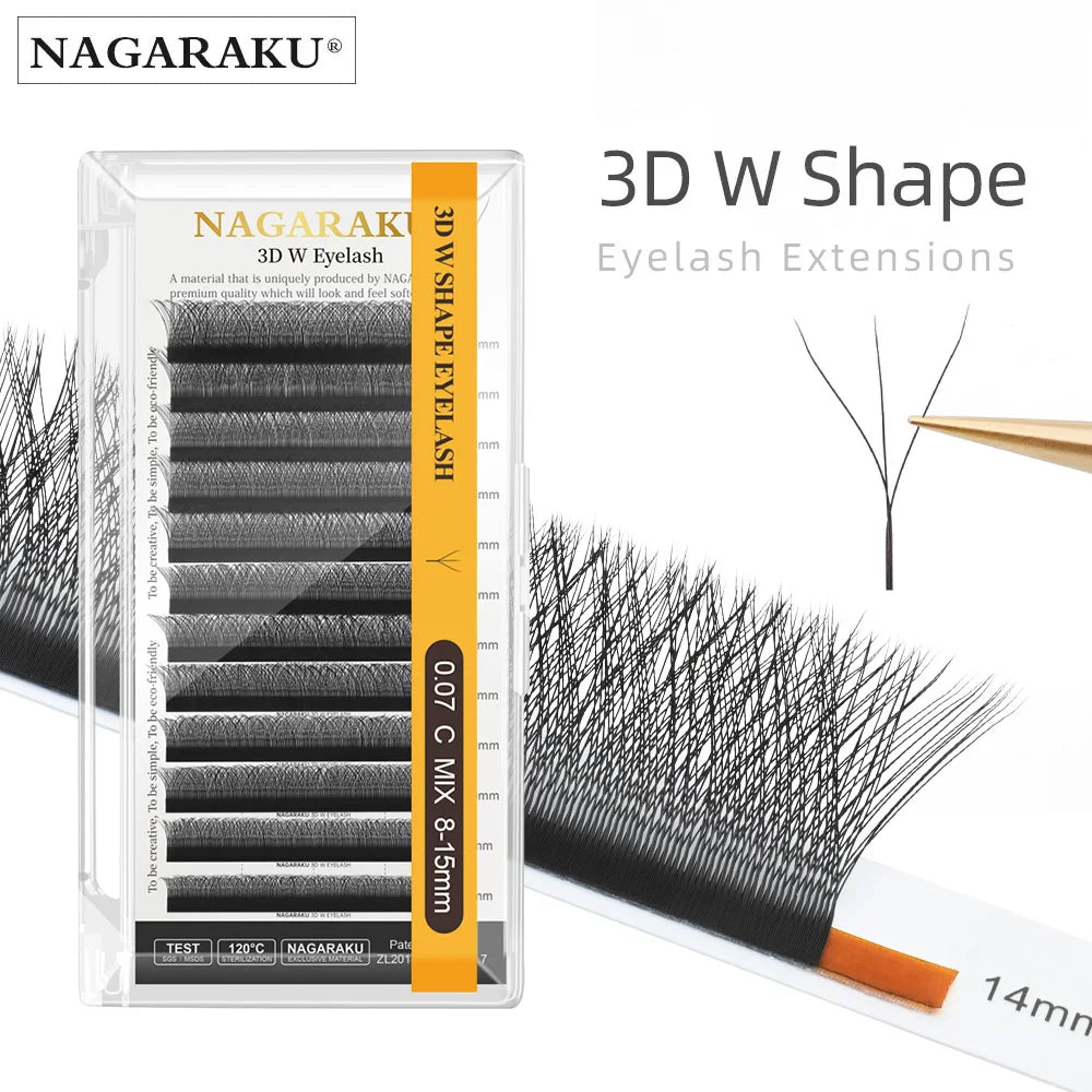 NAGARAKU W Shape مراوح الرموش المصنوعة مسبقًا - 3D / 4D / 5D / 6D Auto Bloom