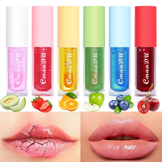 CMAADU 6-in-1 Color-Changing Lip Gloss Set – Fruity, Long-Lasting & Hydrating