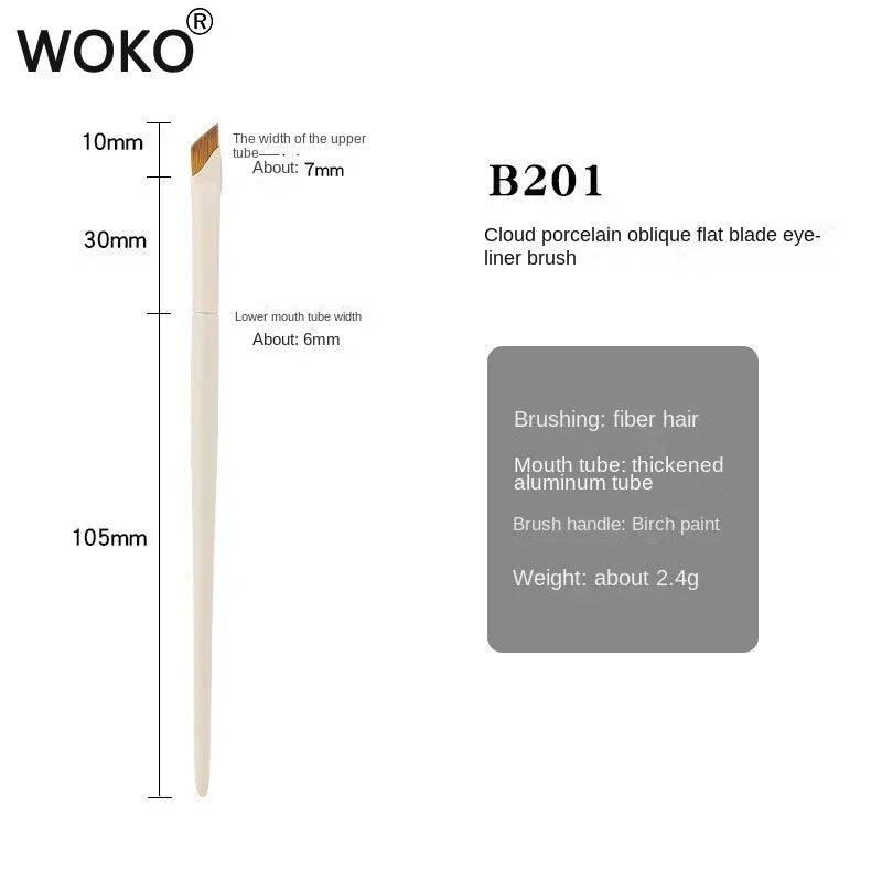 WOKO Ultra-Thin Precision Blade Eyeliner & Eyebrow Brush – White Wooden Handle