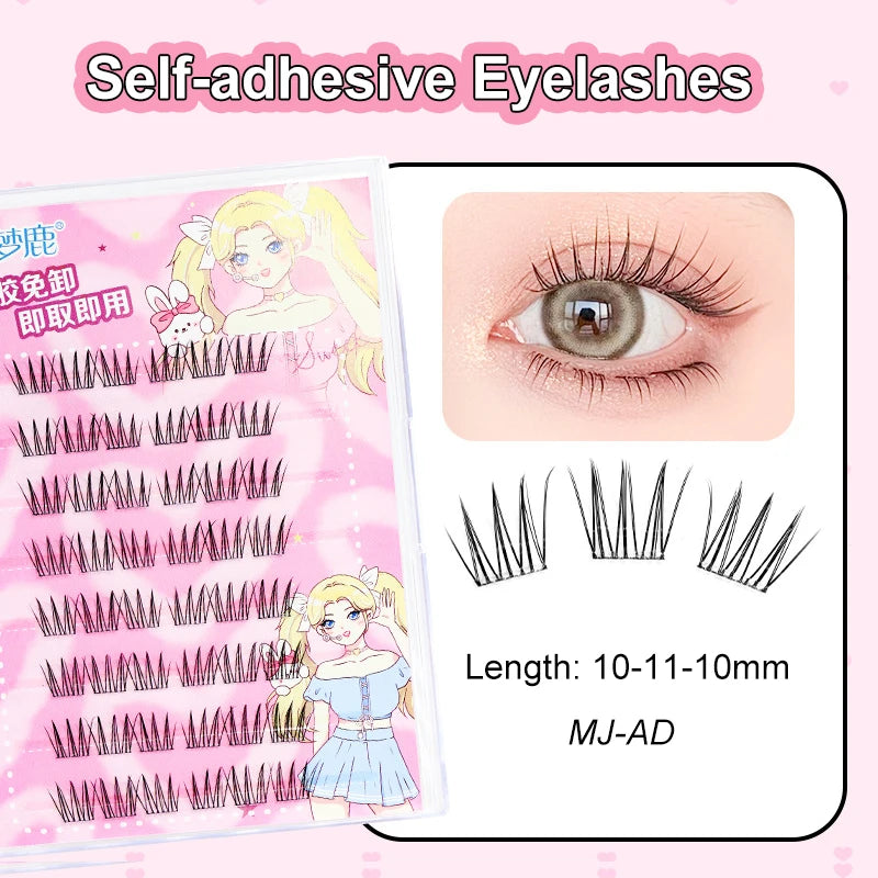 LuxuryGlow Self-Adhesive Eyelash Clusters – No-Glue, Reusable, Natural Look Lashes