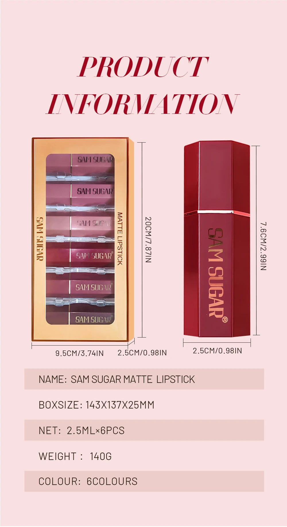 Set de labiales mate LuxuryGlow de 6 colores Gold Bar: textura aterciopelada y acabado perlado