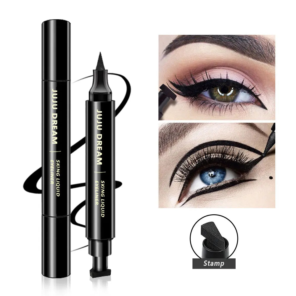 LANGMANNI  Dual-Ended Stamp Eyeliner Pen – 2-in-1 Waterproof & Smudge-Proof Liquid Liner with Wing Stamp