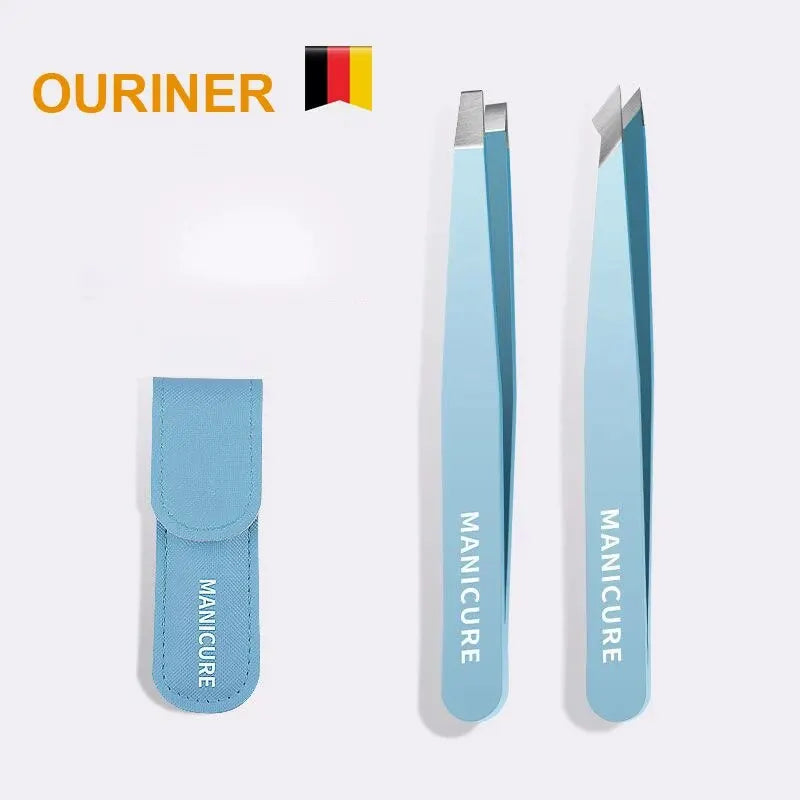 OURINER Colorful Stainless Steel Eyebrow Tweezer – Slanted Precision Hair Remover
