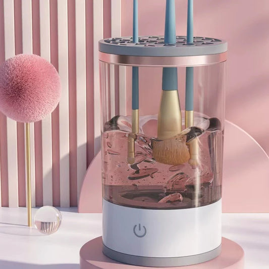 منظف فرش المكياج الدوار الأوتوماتيكي من LuxuryGlow - أداة تنظيف عميق بلمسة واحدة