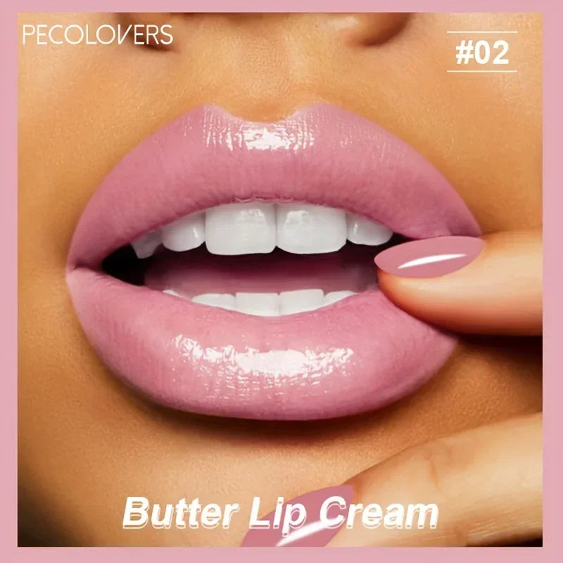 Brillo de labios LuxuryGlow Butter Gloss no pegajoso: brillo nude hidratante de larga duración