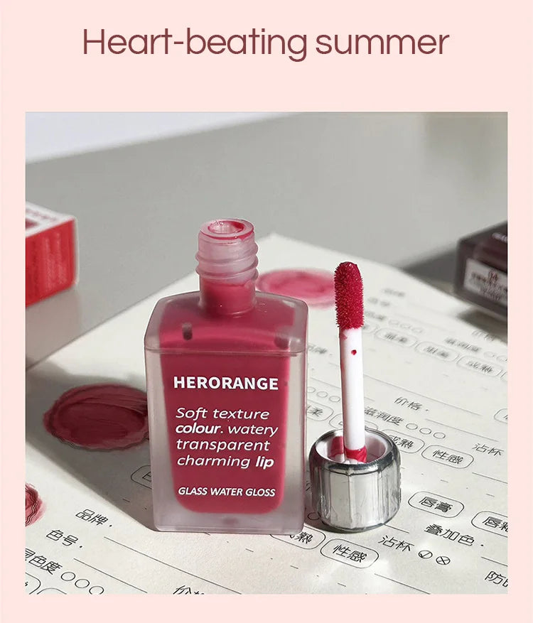 Brillo labial HERORANGE Glass Water | Hidratante, voluminizador y de larga duración