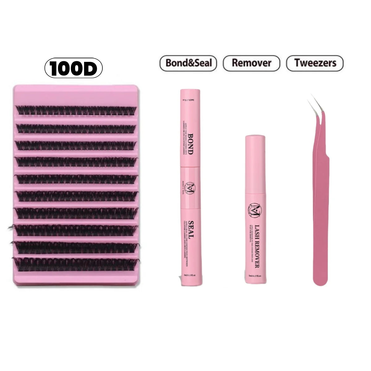 مجموعة تمديد الرموش JPNPL MJ DIY - 200 قطعة من الرموش العنقودية مع غراء الترابط والختم