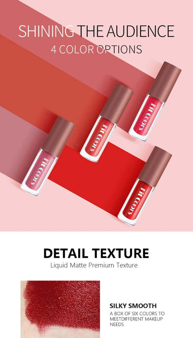 LuxuryGlow Fit Colors Velvet Lip Gloss Set – 4-Piece Long-Lasting, Transfer-Proof Gloss with Diamond Finish