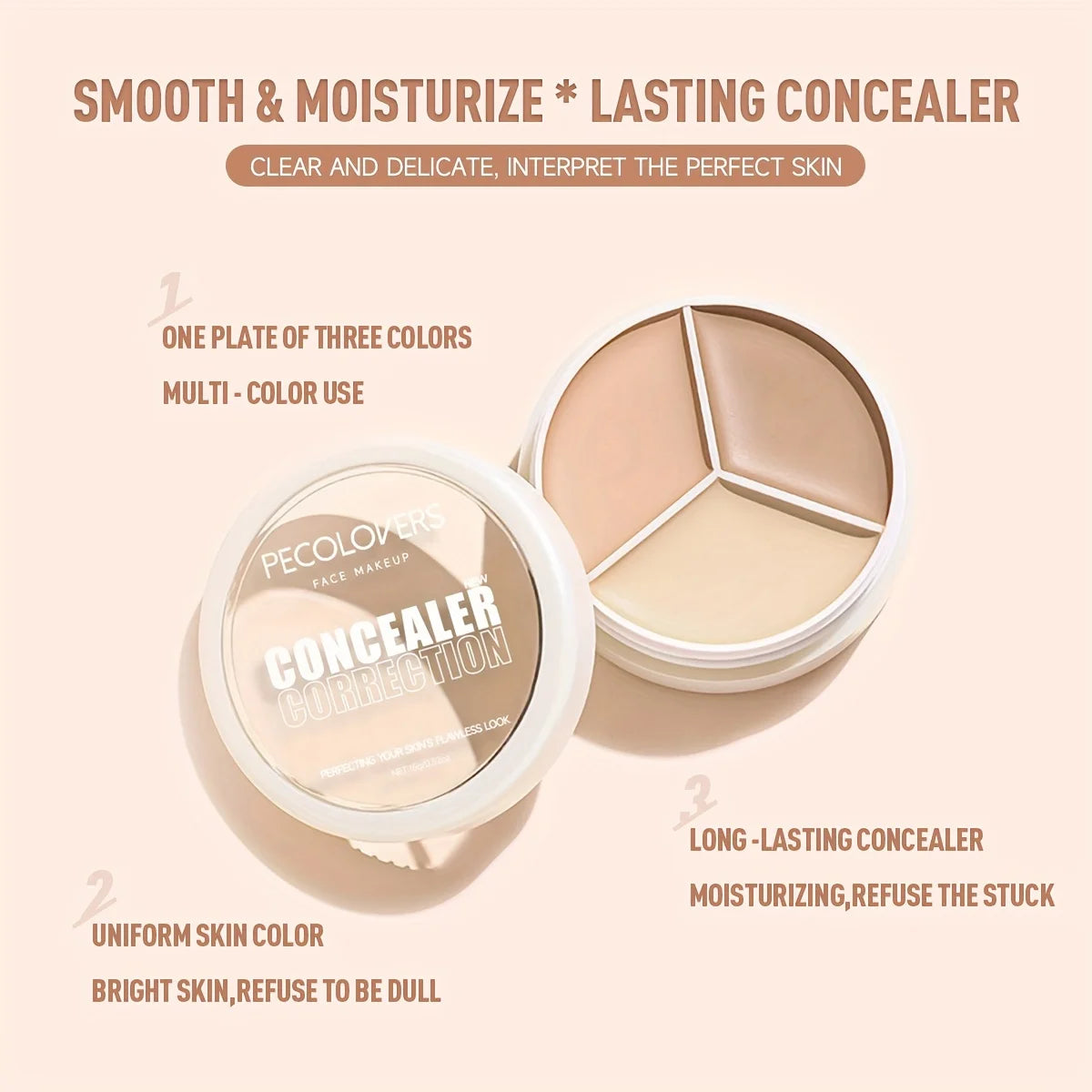 Paleta de correctores LuxuryGlow de cobertura total a prueba de agua: maquillaje hidratante y duradero para el acné, las ojeras y el contorno de ojos.