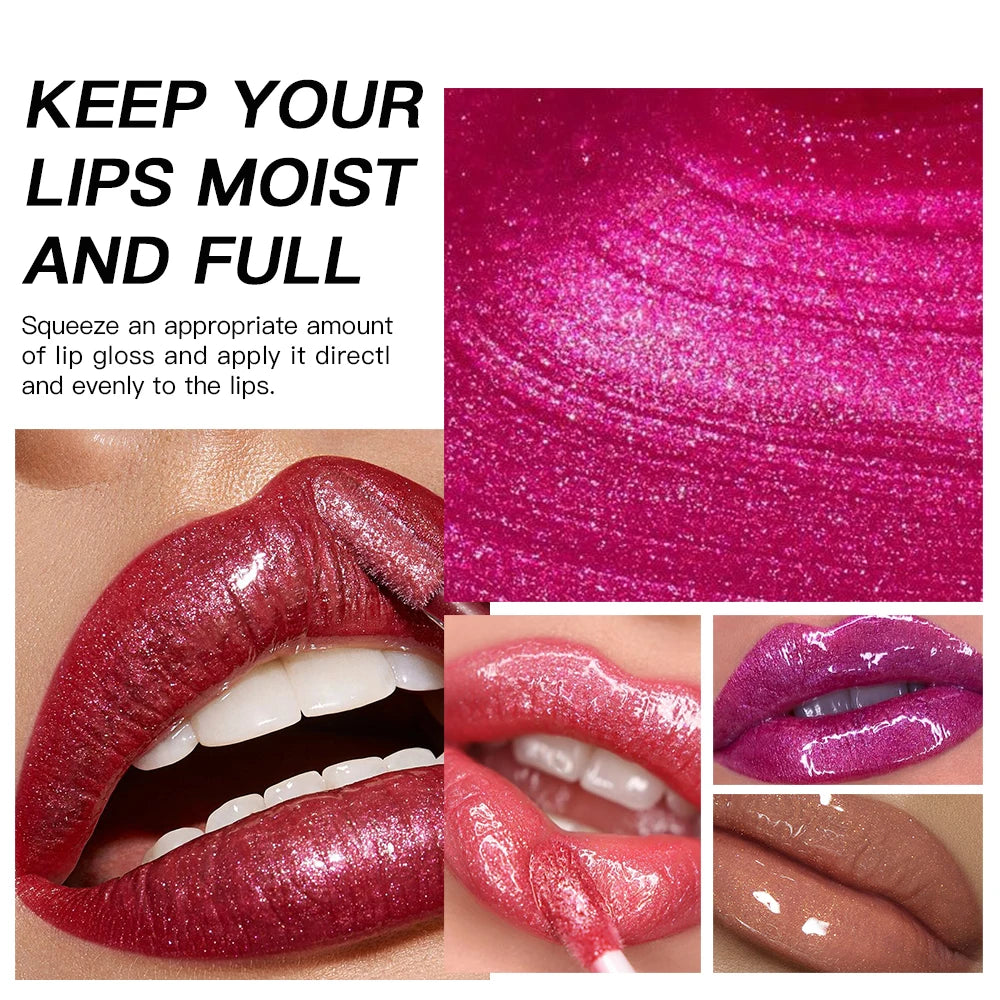 Set de brillo labial USHAS de 12 colores: brillo metálico e hidratación de larga duración