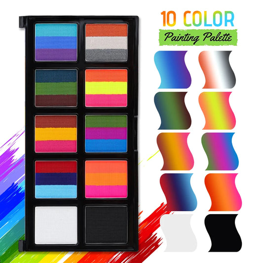 VERONNI 10-Color Body & Face Paint Kit with Brush – Safe Makeup for Kids & Adults