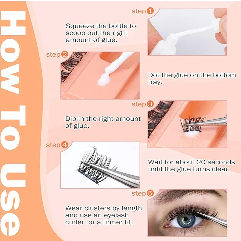 مجموعة رموش JPNPL MJ Lashes 40D DIY لتمديد الرموش - 120 قطعة من عناقيد المنك الصناعي على شكل حرف D