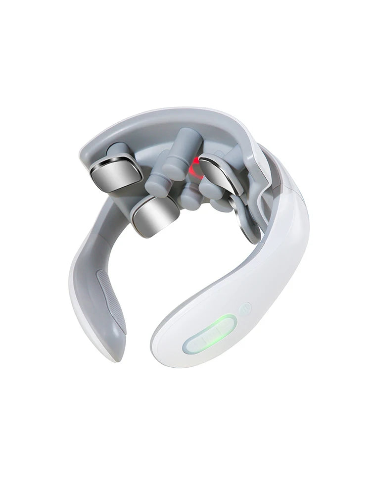 Máquina de masaje cervical LuxuryGlow con 4 unidades de calefacción, protección para cabeza y cuello, respiración, vibración ligera y compresas calientes para la columna cervical.