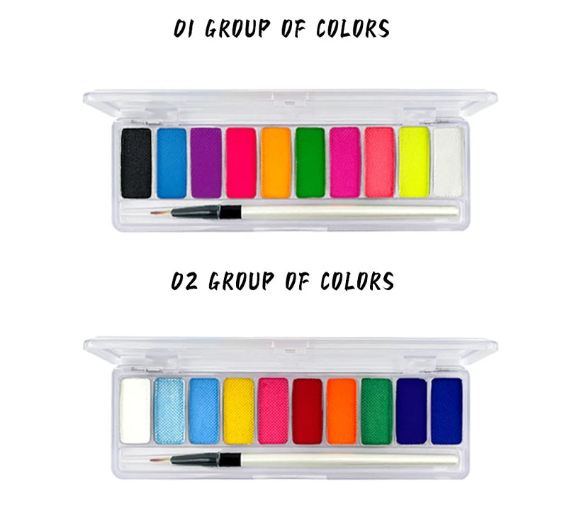 VERONNI UV Glow Neon Face & Body Paint – 10 Fluorescent Colors for Party Makeup