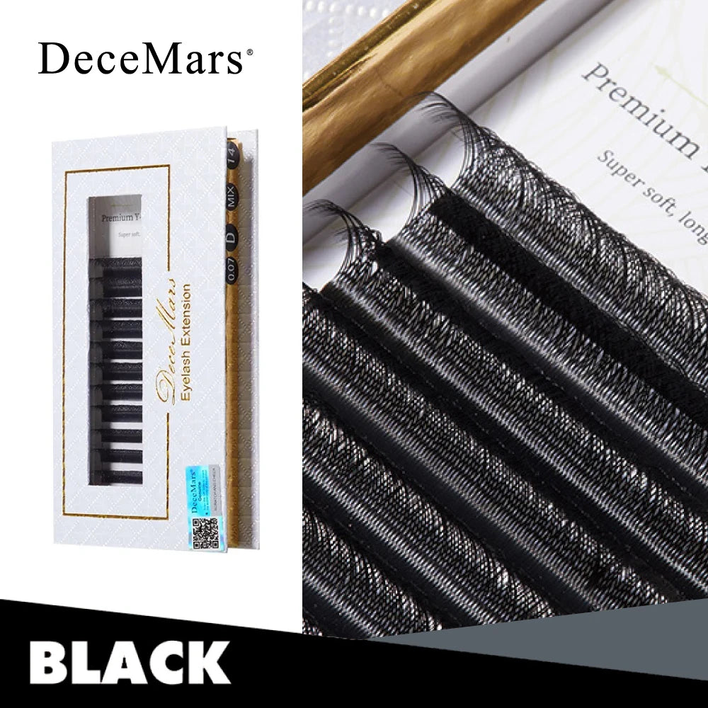 DeceMars YY Shape Eyelash Extensions – Black Brown, C/D Curl, 12 Lines C120