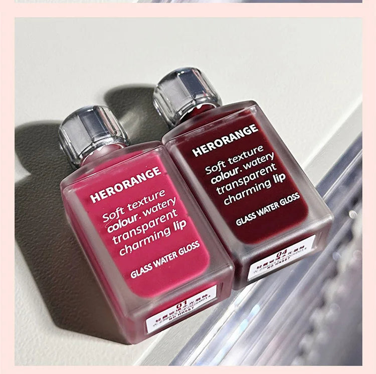 Brillo labial HERORANGE Glass Water | Hidratante, voluminizador y de larga duración