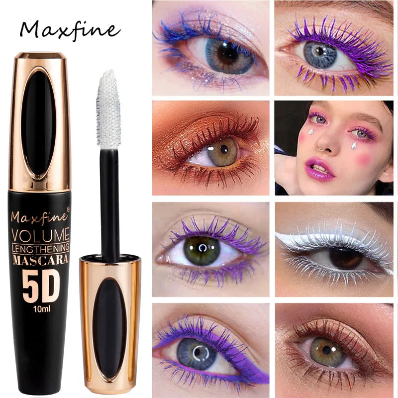Máscara de pestañas MAXFINE 5D Waterproof Silk: potenciador de pestañas de larga duración, voluminizador y definidor de rizos.