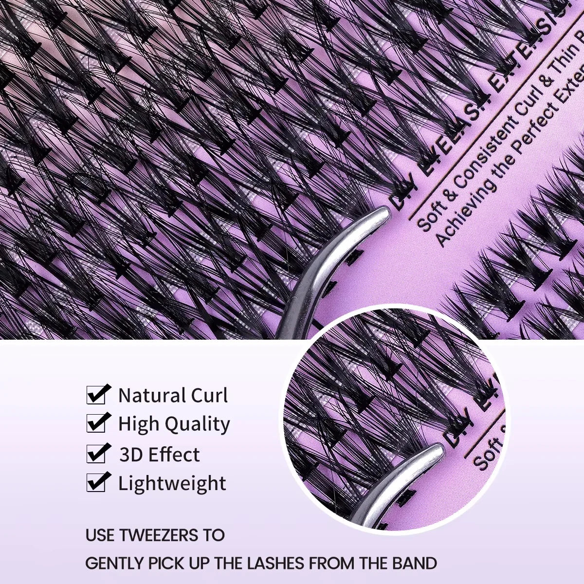 مجموعة تمديد رموش JPNPL - 640 رموشًا متجمعة (80D/100D)، بطول مختلط من 9 إلى 18 مم، مظهر طبيعي ناعم