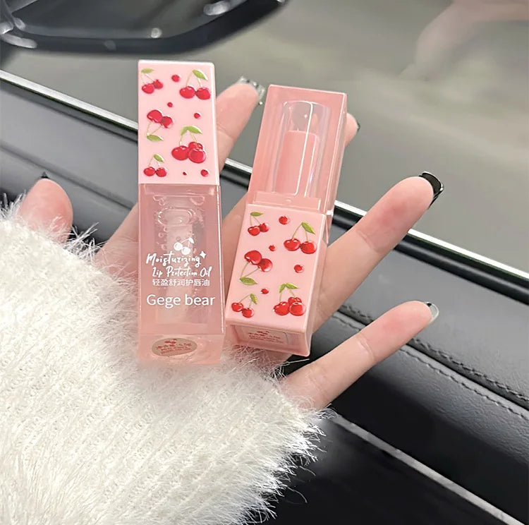 Gege Bear Cherry Lip Balm & Lip Oil Duo – Deep Hydration & Winter Care by Gege Bear