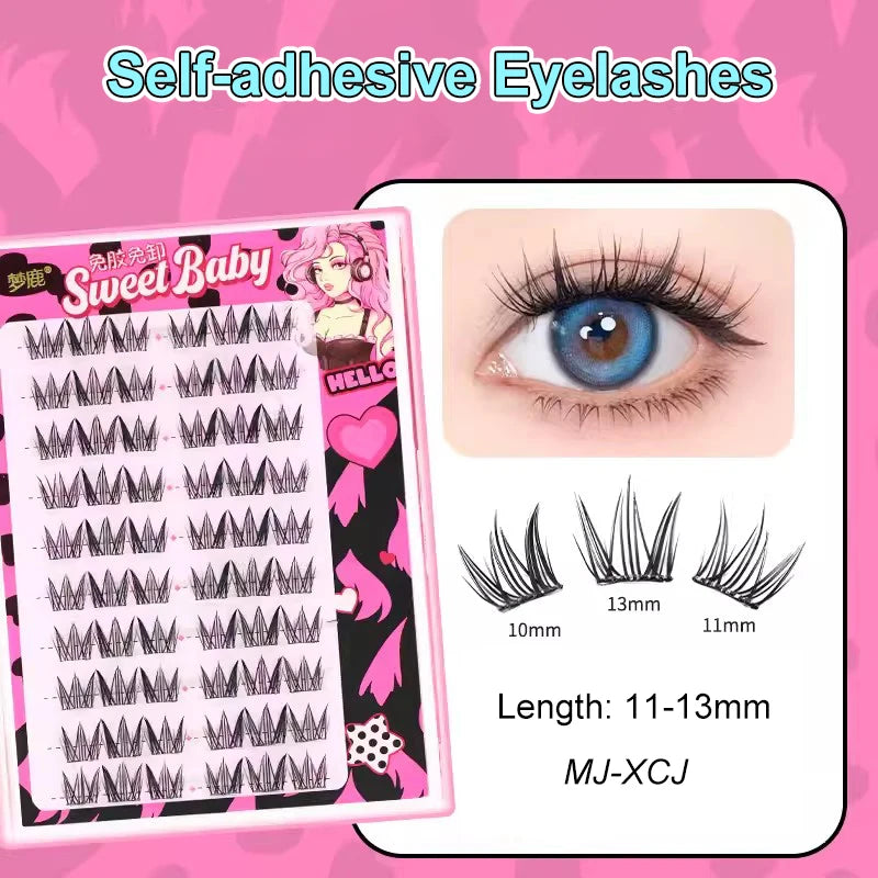 LuxuryGlow Self-Adhesive Eyelash Clusters – No-Glue, Reusable, Natural Look Lashes