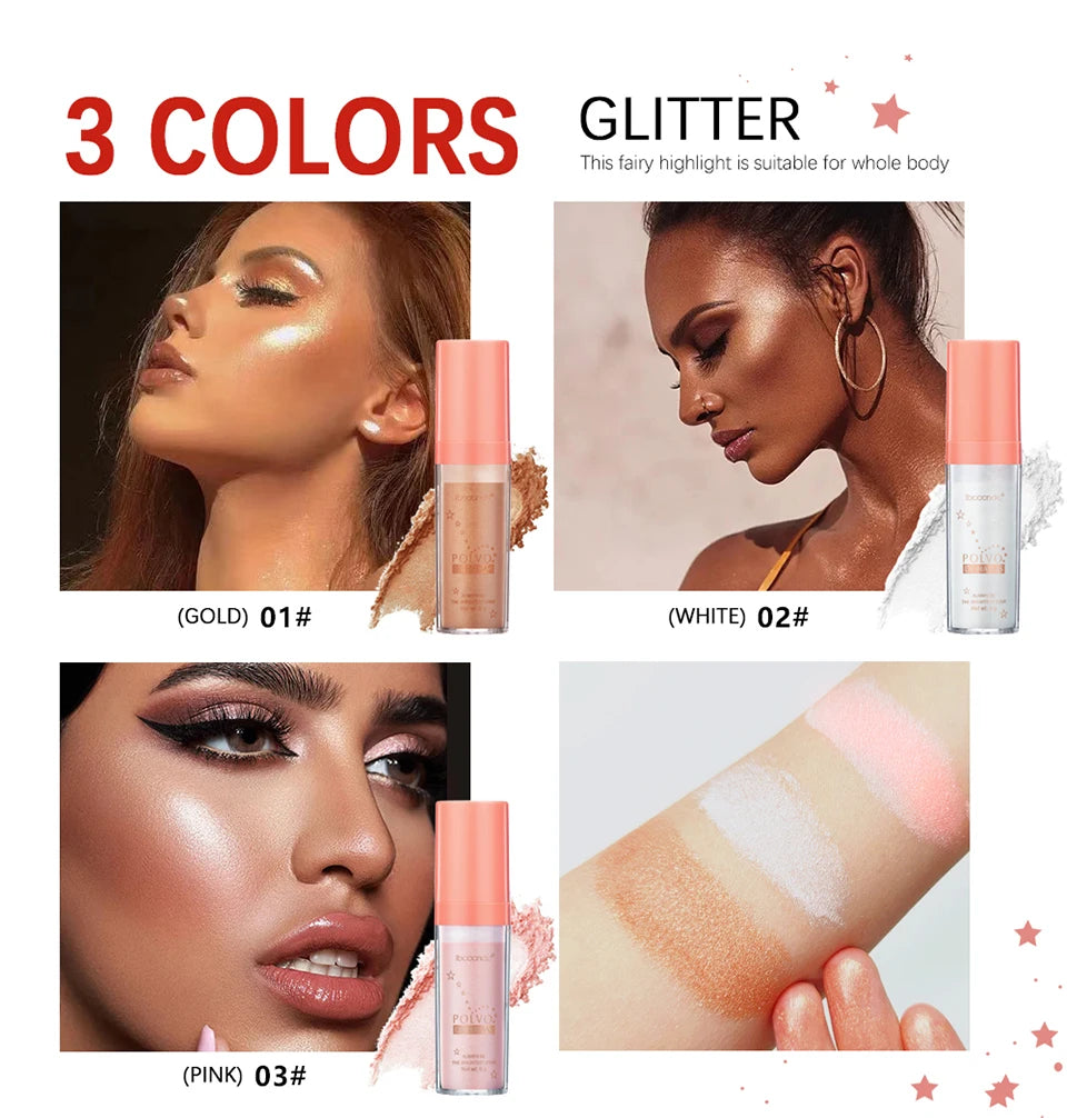 بودرة هايلايتر لاكيرين فيري جلو ثلاثية الألوان - وردي، ذهبي، برونزي لامع