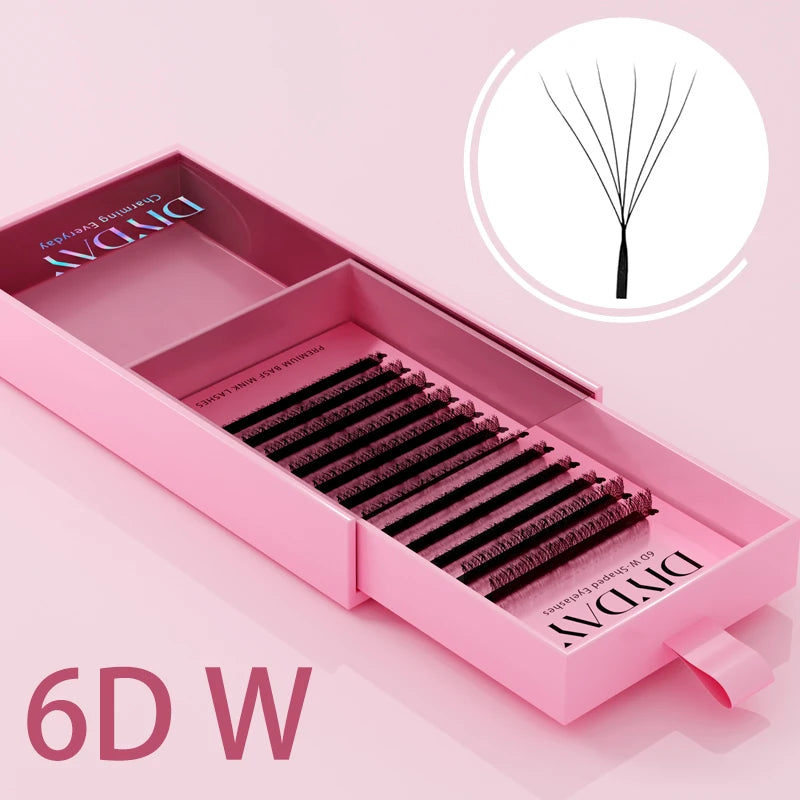 DIYDAY W-Shape Premade Eyelash Extensions – 3D to 8D Volume Fans for Natural Bloom Look C30
