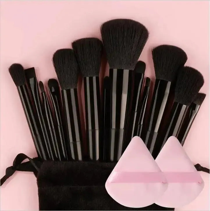 Juego de brochas de maquillaje suaves profesionales LuxuryGlow: 13, 14, 15 y 16 piezas para base, sombras de ojos, polvos y kabuki.