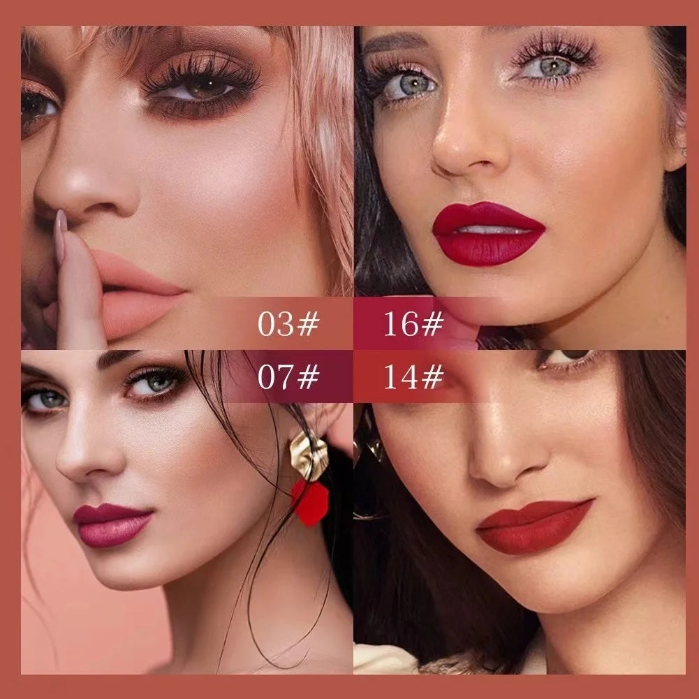 Brillo labial mate CmaaDu: labial resistente al agua y de larga duración en intensos tonos rojos.