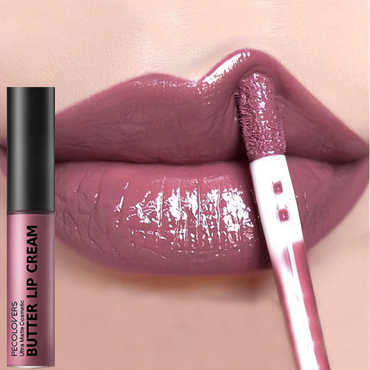 Brillo de labios LuxuryGlow Butter Gloss no pegajoso: brillo nude hidratante de larga duración