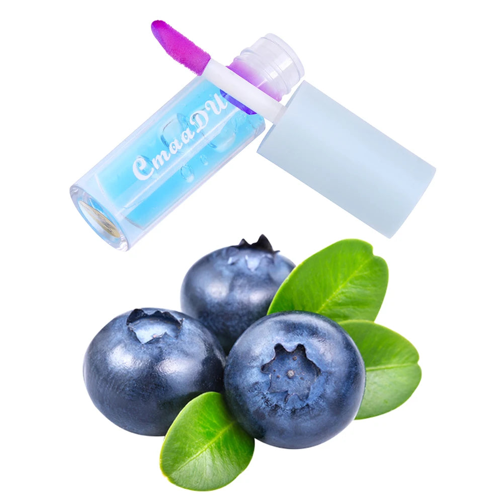 Brillo labial CmaaDu de 6 colores con sabor a frutas: brillo hidratante, duradero y que cambia de color.