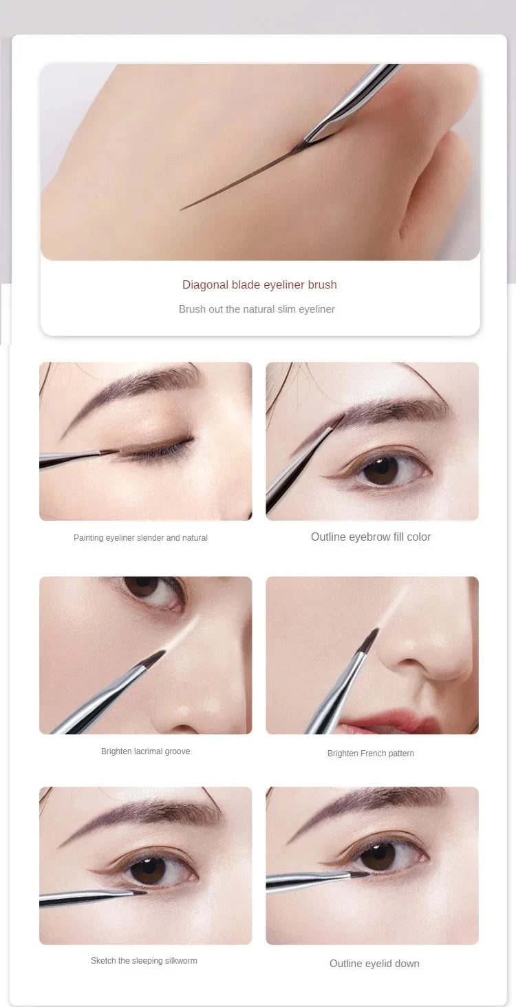 LuxuryGlow Ultra-Thin Angled Eyeliner & Eyebrow Brush | Precision Makeup Tool