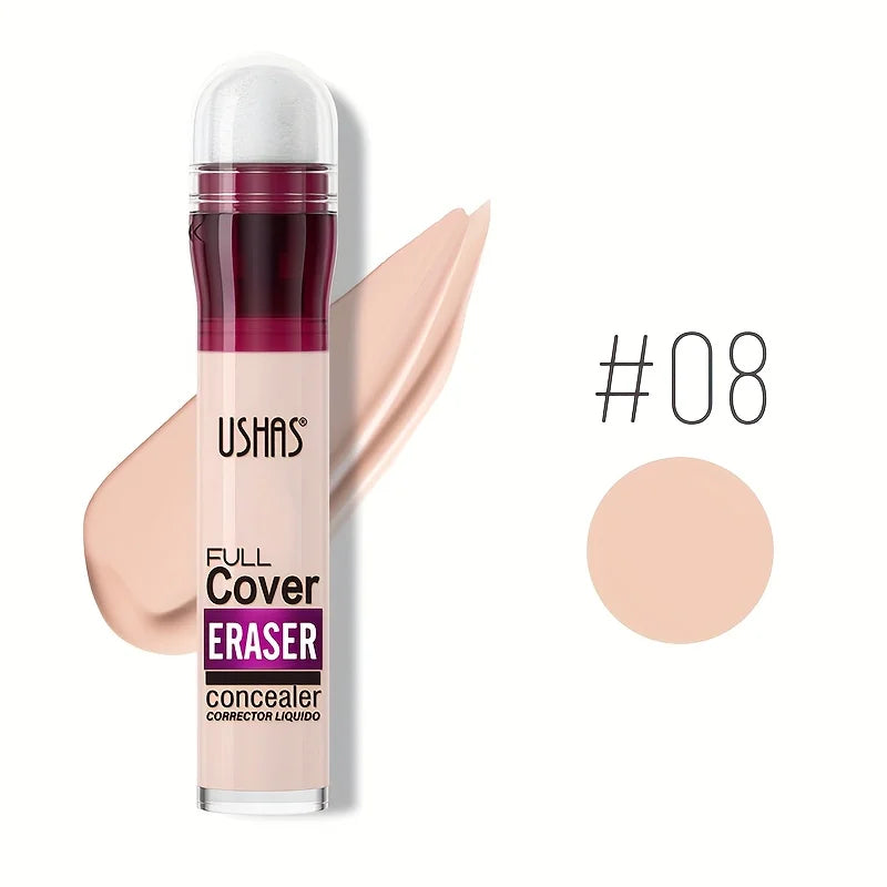 USHAS Sponge Head Liquid Concealer – Long-Lasting, Moisturizing & Full Coverage for Dark Circles, Acne & Blemishes